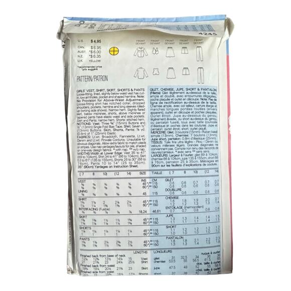 Busybodies 4245 Girls' Vest, Shirt, Skirt, Shorts & Pants Pattern - Size 7-8-10 - Picture 3 of 5